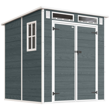 Kunststof tuinhuis 2,89 m² met dubbele deur | Kleur: Grijs | Afmetingen: 182x182x196 cm