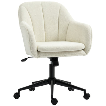 Witte bureaustoel met fluwelen look | Kleur: Wit | Afmetingen: 60x63x84-94 cm