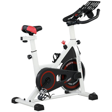 Hometrainer voor thuis - 8 kg vliegwiel | Kleur: Wit-zwart | Afmetingen: 53x103x100-114 cm