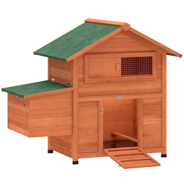 Kippenhok van hout met legnest en zitstokken | Kleur: Oranje | Afmetingen: 67,5x113,5x95,5 cm