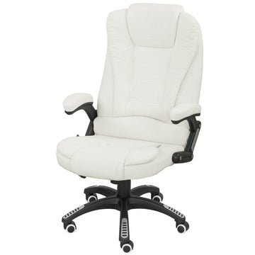 Witte bureaustoel met massage en verstelbare rugleuning | Kleur: Wit | Afmetingen: 72x68x110-120 cm