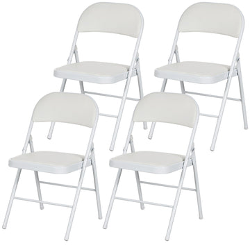Set van 4 klapstoelen - Opvouwbare stoelen | Kleur: Wit | Afmetingen: 45x46x78 cm