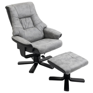 Relaxfauteuil met voetenbank - Draaibare tv-stoel | Kleur: Grijs | Afmetingen: 78x82.5x109 cm