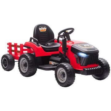 Kindertractor met aanhanger en afstandsbediening | Kleur: Rood | Afmetingen: 58x139x55 cm