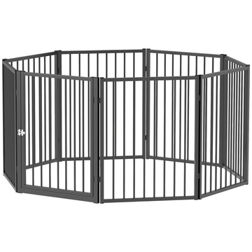 Hondenren 8 panelen voor binnen en buiten | Kleur: Zwart | Afmetingen: 120x240x76 cm