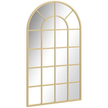 Goudkleurige wandspiegel met boog | Kleur: Goud-Transparant | Afmetingen: 65x2,5x110 cm