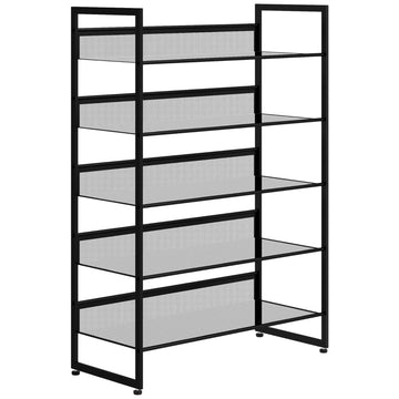 Schoenenrek 5 niveaus voor 15 paar schoenen | Kleur: Zwart | Afmetingen: 72x30x102 cm