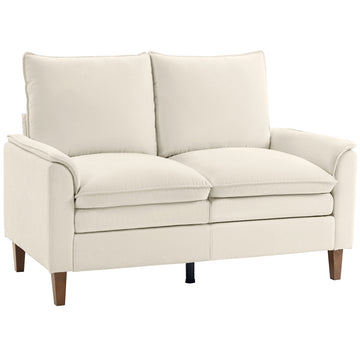 Chenille 2-zitsbank met diepe zitting | Kleur: Crèmewit | Afmetingen: 146x84x95 cm