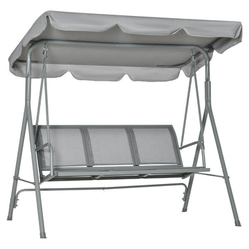 Schommelbank 3-zits met luifel | Kleur: Grijs+Zilver | Afmetingen: 110x170x153 cm