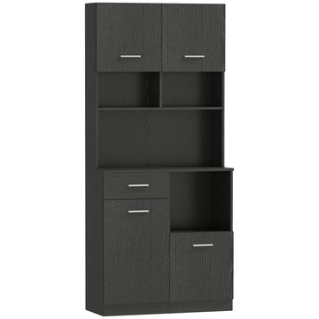 Keukenbuffetkast met lade en softclose deuren | Kleur: Zwart | Afmetingen: 80x35x180 cm