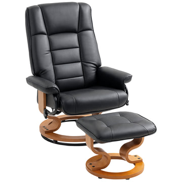 Relaxfauteuil met voetenbank | Kleur: Zwart | Afmetingen: 76x85x104 cm