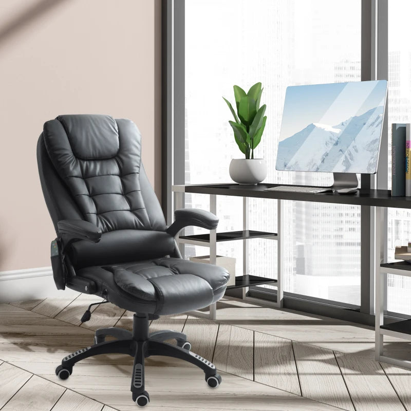 Drehbarer Bürostuhl mit Massage- und Heizfunktion | Farbe: Schwarz | Abmessungen: 26,77x24,4x47,63 cm