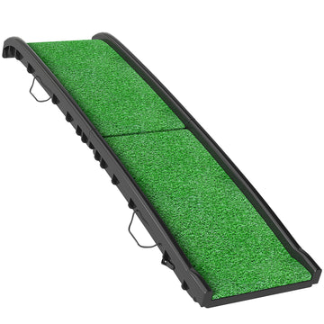 Hondenramp auto, opvouwbaar en antislip | Kleur: Zwart+groen | Afmetingen: 38,5x155x15,5 cm