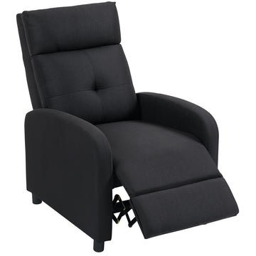 Relaxfauteuil met ligfunctie en uitklapbare voetensteun | Kleur: Zwart | Afmetingen: 67x87x98 cm