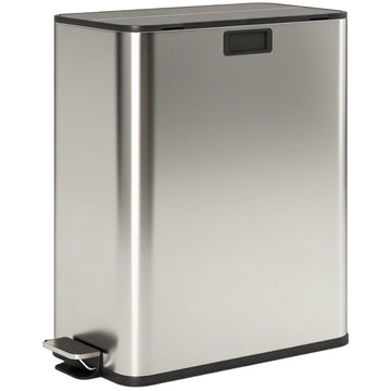 Keukenafvalbak 2 x 28 L, soft-close | Kleur: Zilver | Afmetingen: 53,4x30x67 cm