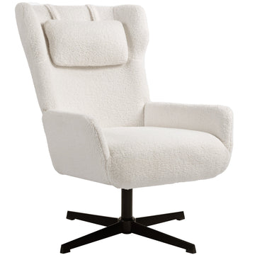 Draaifauteuil - Witte fleece, metalen frame | Kleur: Wit | Afmetingen: 74x86.5x102 cm