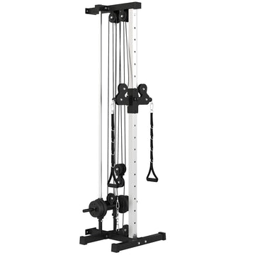 Verstelbaar krachtstation met dubbele pulley | Kleur: Zwart | Afmetingen: 60x62x200 cm