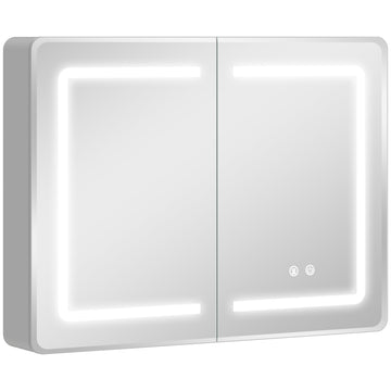 LED-spiegelkast badkamer met anti-condens | Kleur: Zilver | Afmetingen: 80x13,5x60 cm