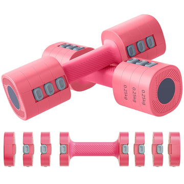 Verstelbare dumbbellset 1-2,5 kg, 2 stuks | Kleur: Roze | Afmetingen: 7,5x26,6x7,5 cm