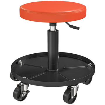 Werkplaatskruk met gereedschapsvak | Kleur: Oranje, Zwart | Afmetingen: 38x38x38-50 cm