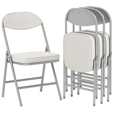 Set van 4 gewatteerde klapstoelen - Witte vouwstoelen | Kleur: Wit