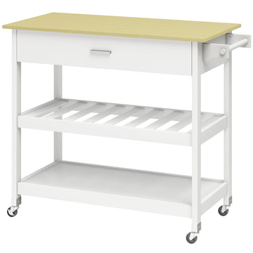Keukenwagen met werkblad en opbergruimte | Kleur: Wit | Afmetingen: 108,8x51x92,5 cm