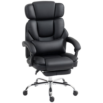 Ergonomische bureaustoel met voetensteun | Kleur: Zwart | Afmetingen: 69x72x118-126 cm