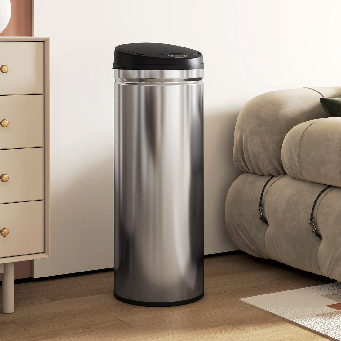 Sensor-Mülleimer 50 Liter - Edelstahl-Mülleimer | Farbe: Silber