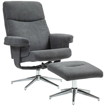 Relaxfauteuil met voetenbank - Verstelbare stoel | Kleur: Grijs | Afmetingen: 85x78x106 cm