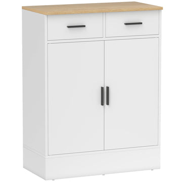 Dressoir met 2 lades en verstelbare plank | Kleur: Bruin, Wit | Afmetingen: 68.6x35x90.3 cm
