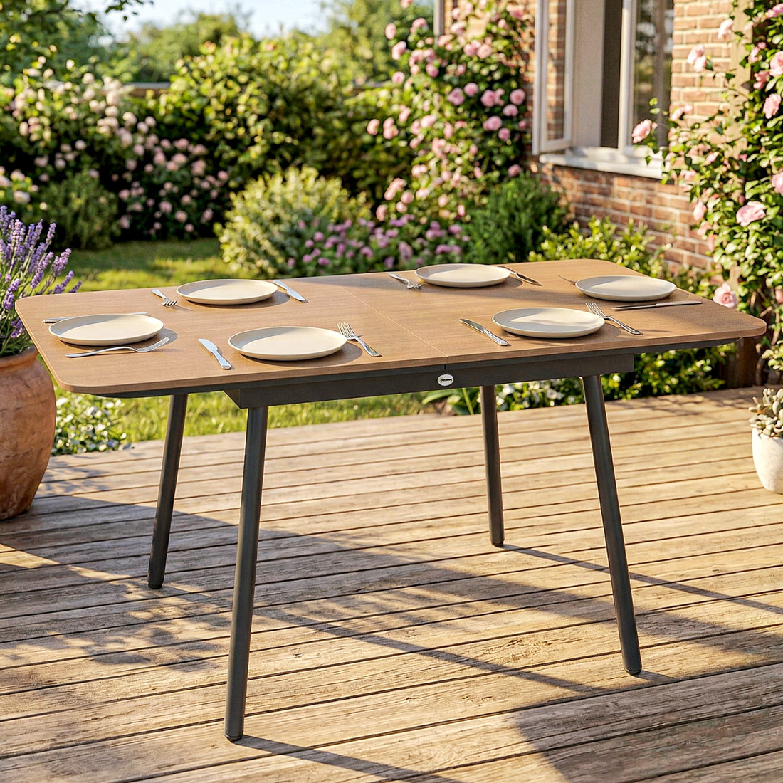 Gartentafel 140x80 cm für 6 Personen, WPC | Kleur: Teak | Afmetingen: 140x80x75 cm