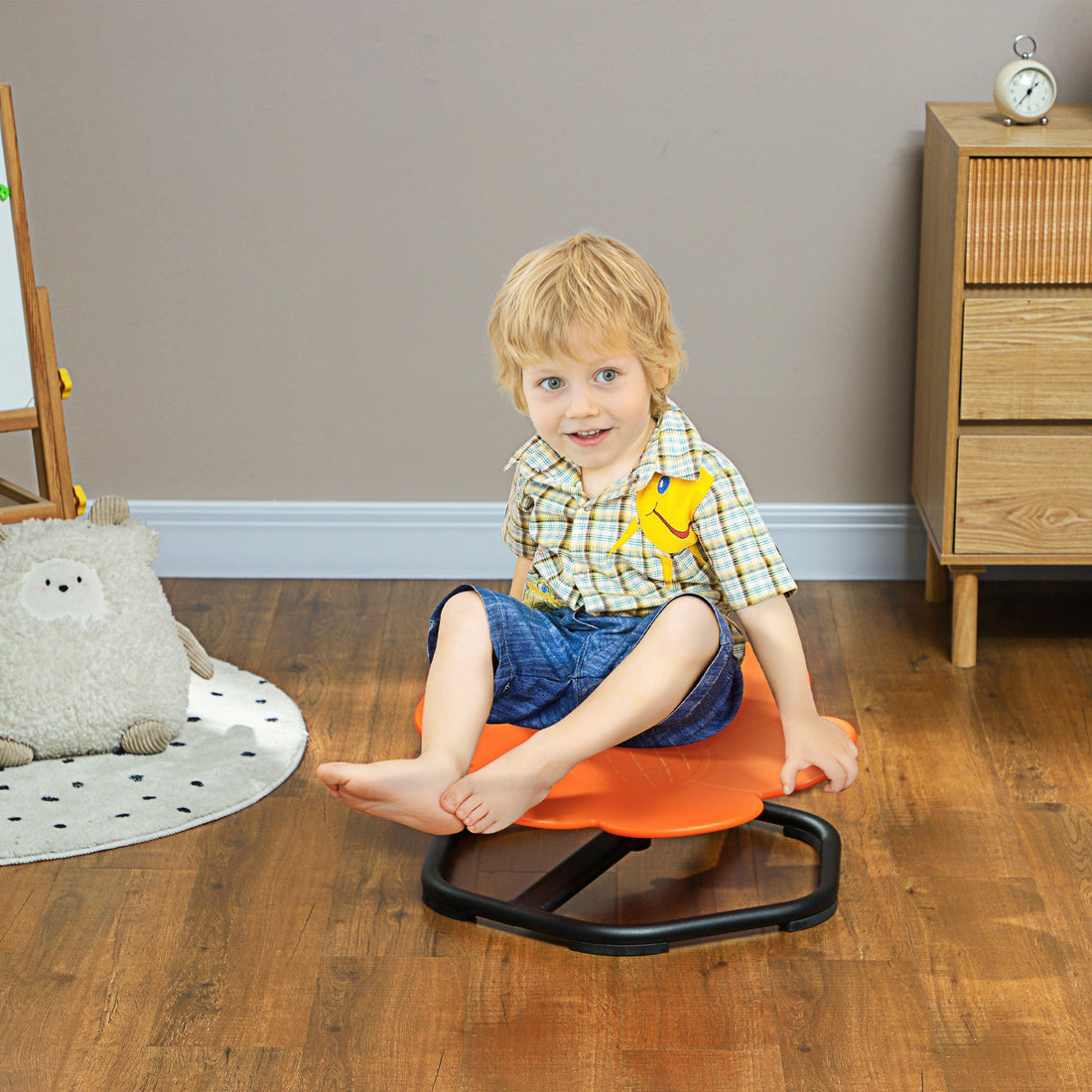 Zintuiglijke kinderstoel voor autisme | Kleur: Oranje, zwart | Afmetingen: 55x55x26 cm