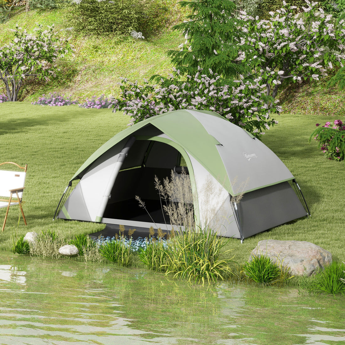 2-persoons koepeltent - Waterdichte campingtent | Kleur: Groen | Afmetingen: 150x210x110 cm