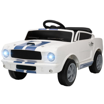 Kinder elektrische auto 12V met afstandsbediening, motoren, claxon en LED | Kleur: Wit, zwart