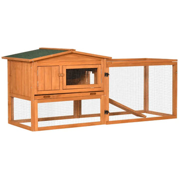 Klein dierenhok met buitenren | Kleur: Oranje | Afmetingen: 58x156x68 cm