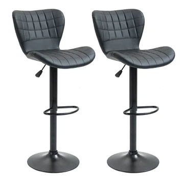 Set van 2 verstelbare barkrukken | Kleur: Zwart | Afmetingen: 47x56x89-109 cm
