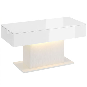 LED salontafel met opbergruimte, 2 lades | Kleur: Hoogglanswit | Afmetingen: 108x48x55 cm