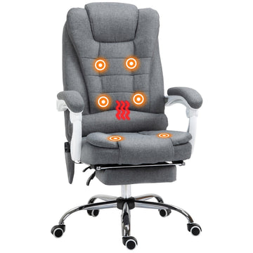 Massagebureaustoel met 6-puntsmassage en voetsteun | Kleur: Grijs | Afmetingen: 65x70x111-119 cm