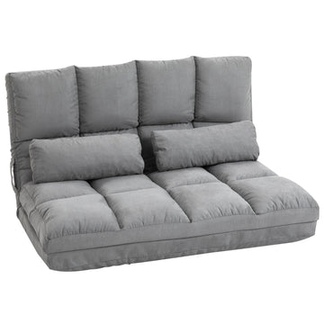 2-in-1 Vloerstoel-bed met Verstelbare Rugleuning | Kleur: Grijs | Afmetingen: 73x102x53 cm