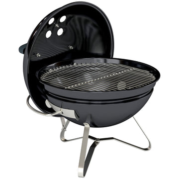 Draagbare kogelgrill met deksel - Houtskoolbarbecue | Kleur: Zwart | Afmetingen: 41x41x44 cm