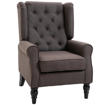 Fauteuil met getufte rugleuning | Kleur: Bruin | Afmetingen: 76x86x102 cm