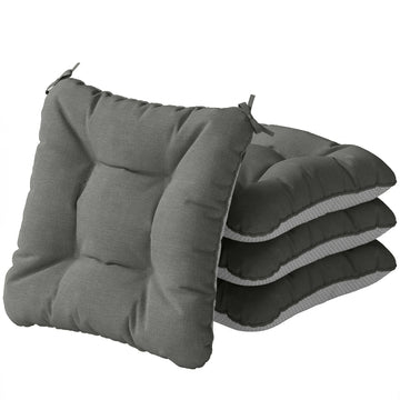 4-delige zitkussens met banden | Kleur: Donkergrijs | Afmetingen: 39,5x39,5x10 cm
