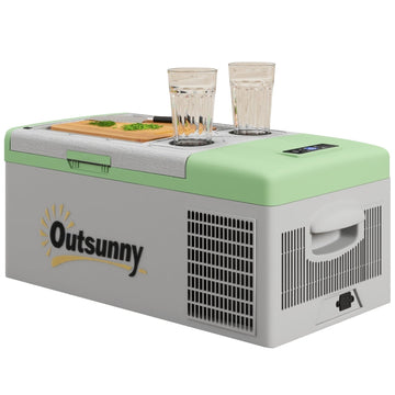 Draagbare campingkoelkast - Koelbox | Kleur: Groen-grijs | Afmetingen: 32x60x26 cm