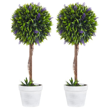 Set van 2 kunstlavendelplanten met pot | Kleur: Groen | Afmetingen: 24x24x60 cm