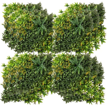 Kunstplantenwand 12-delig - Kunsthaag | Kleur: Groen, Geel | Afmetingen: 50x7x50 cm