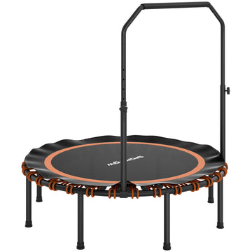 Fitness-trampolin met verstelbare handgreep | Kleur: Zwart+Oranje