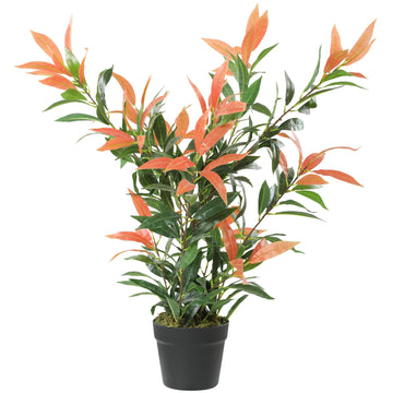 Kunstmatige loquatplant 90 cm - 300 bladeren | Kleur: Rood+Groen | Afmetingen: 45x45x90 cm
