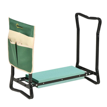 Tuin-knielbankje 2-in-1 met gereedschapstas | Kleur: Groen | Afmetingen: 28x58x49 cm