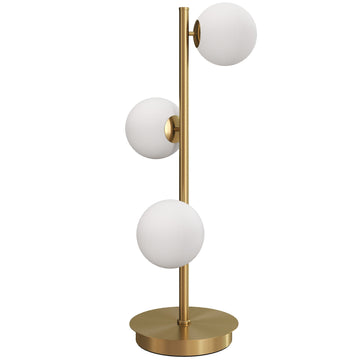 Tafellamp met gouden voet en 3 witte bollen | Kleur: Wit en Goud | Afmetingen: 24x24x53 cm