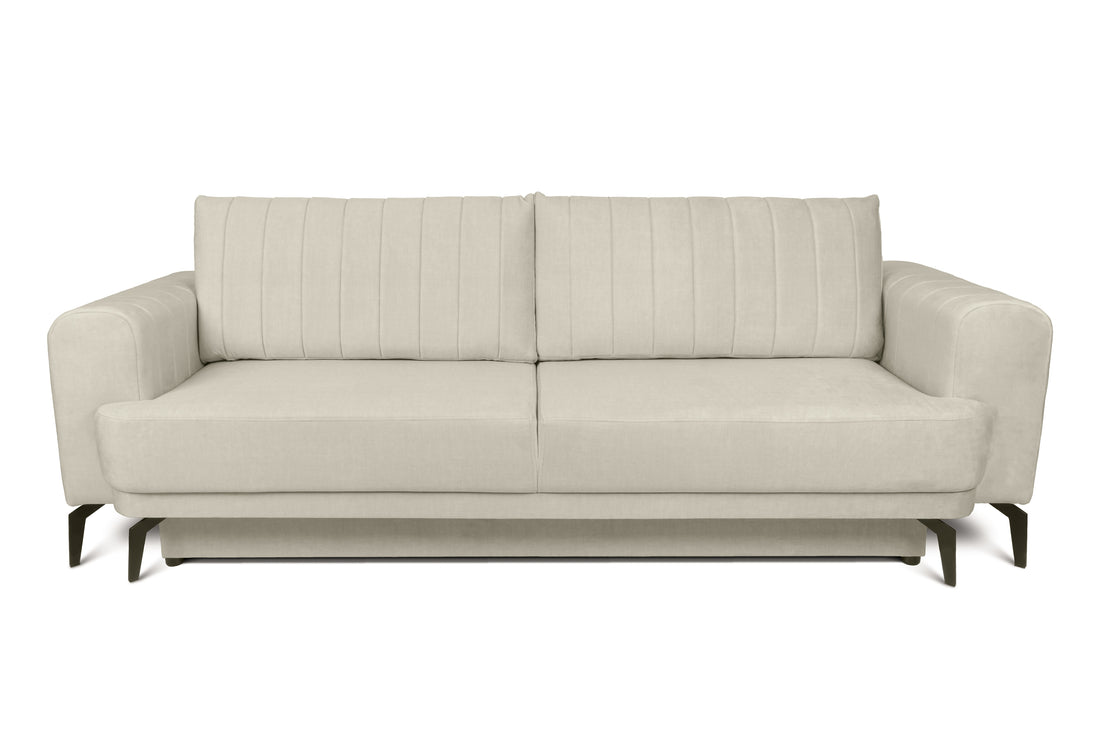 Luzano 3-zits slaapbank met opbergruimte - Crème fluweel | Kleur: Crème | Maat: 250x90x100 cm
